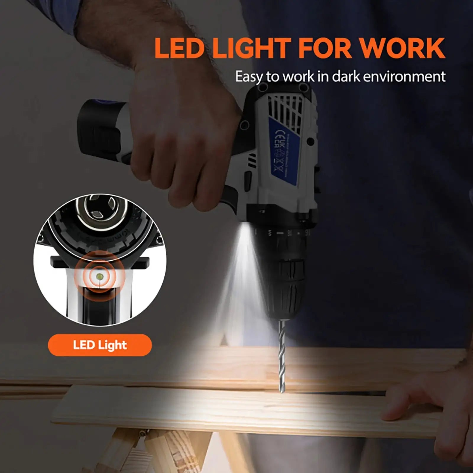 Cordless Drill Driver Kit Battery 45Nm TwoSpeed 1400RPM