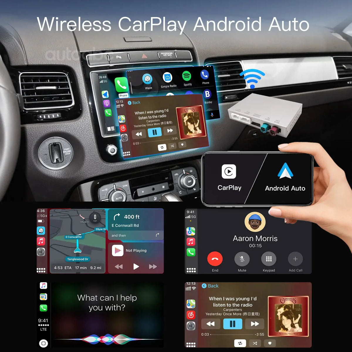 Wireless carplay Android Auto conversion box for Volkswagen Touareg RNS850 Mirror Link, AirPlay Box Recoder Accessoires 8 inches by InterCyprus Trading Ltd