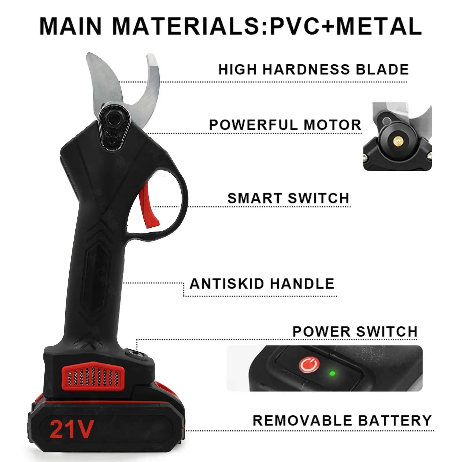 Brushless Cordless Pruner 25mm 1200W 21V Bonsai Power Tool