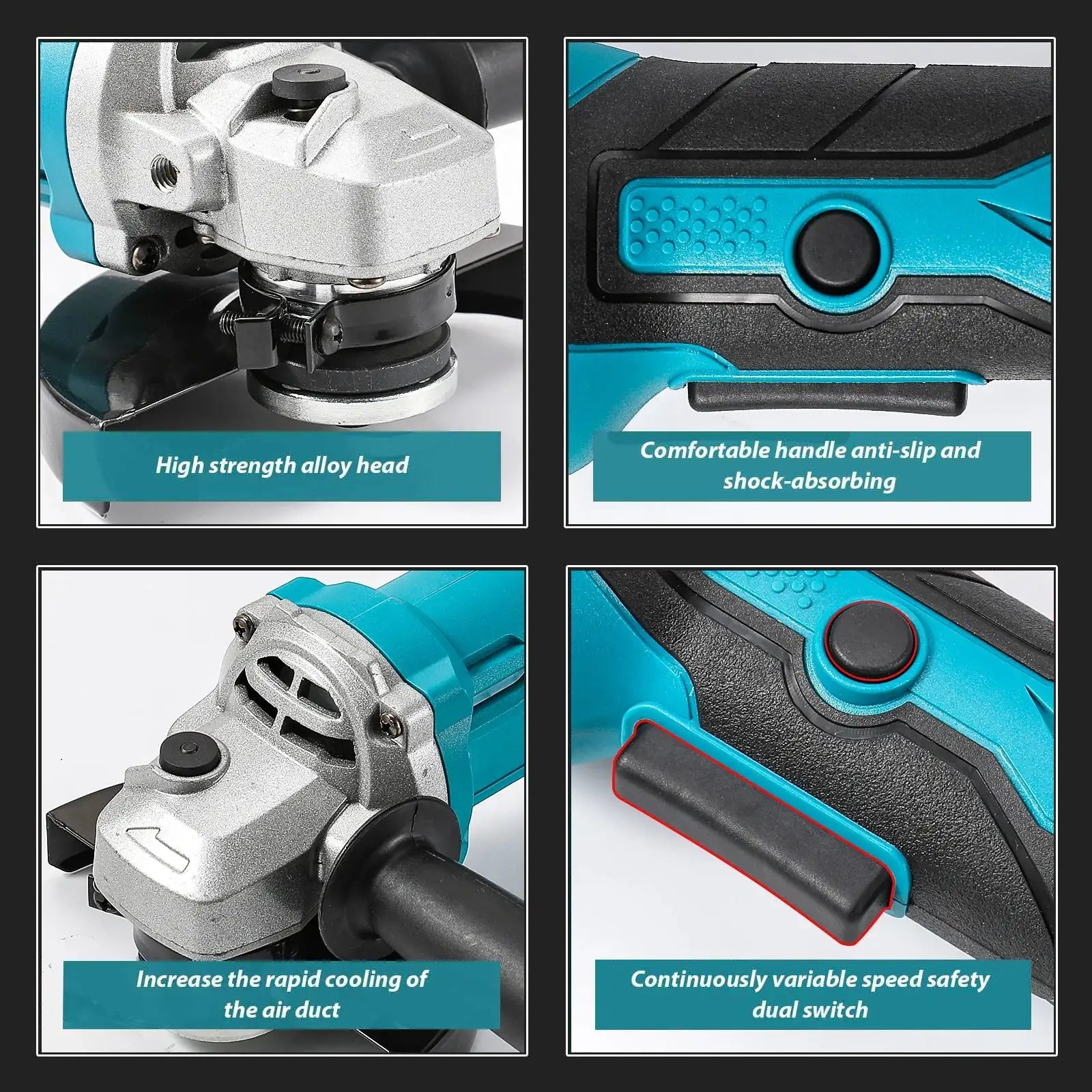 1000W Brushless 125mm Angle Grinder 3 Speeds For Makita 18V