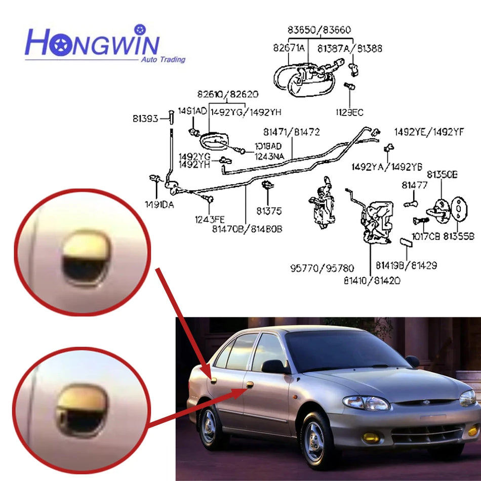 Vnější madlo dveří pro Hyundai Accent 1995-1999 4/2/1 KS