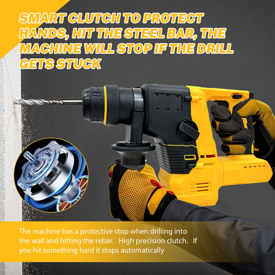 Martelo Rotativo Sem Fios 2 Em 1 com Motor Sem Escovas 20V