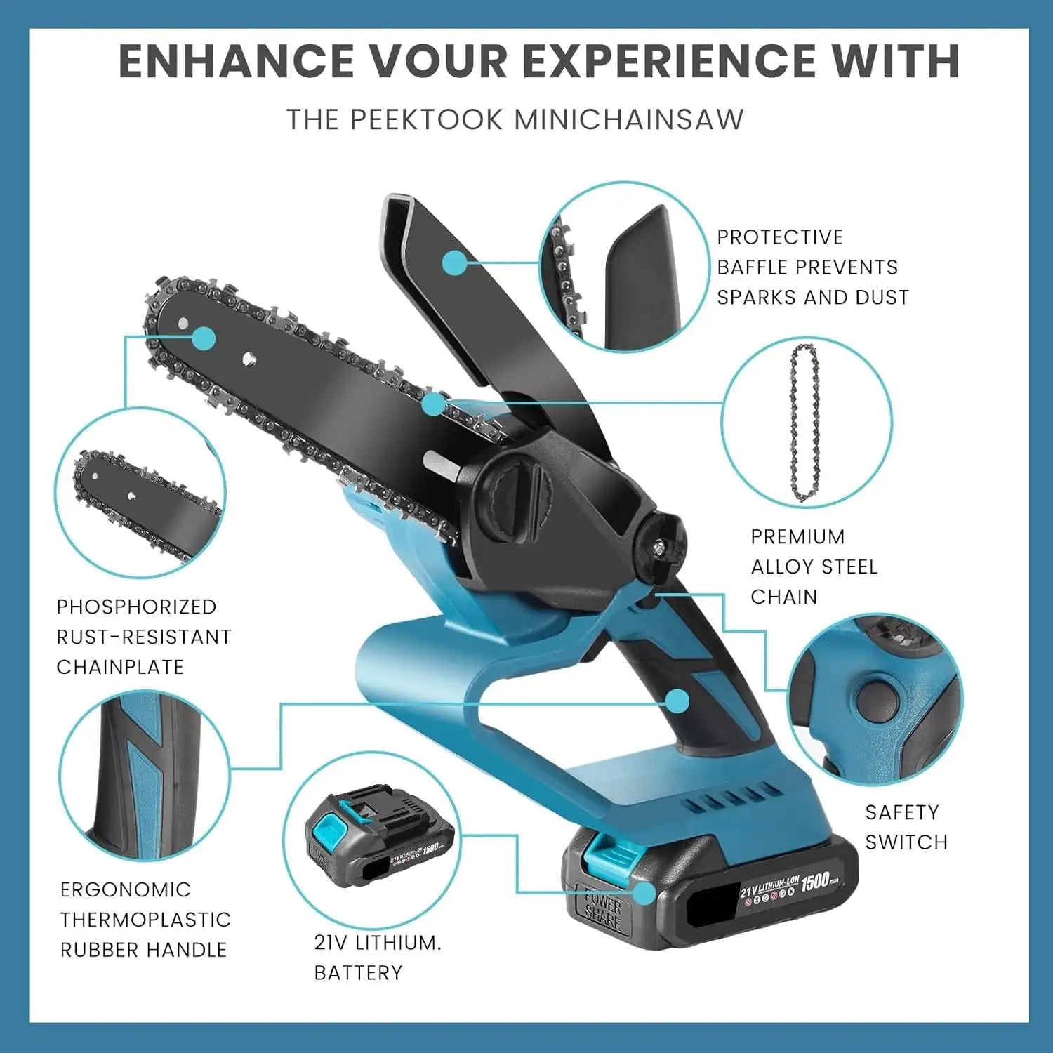 6 Inch Mini Cordless Chainsaw For Pruning Power 21V 850W