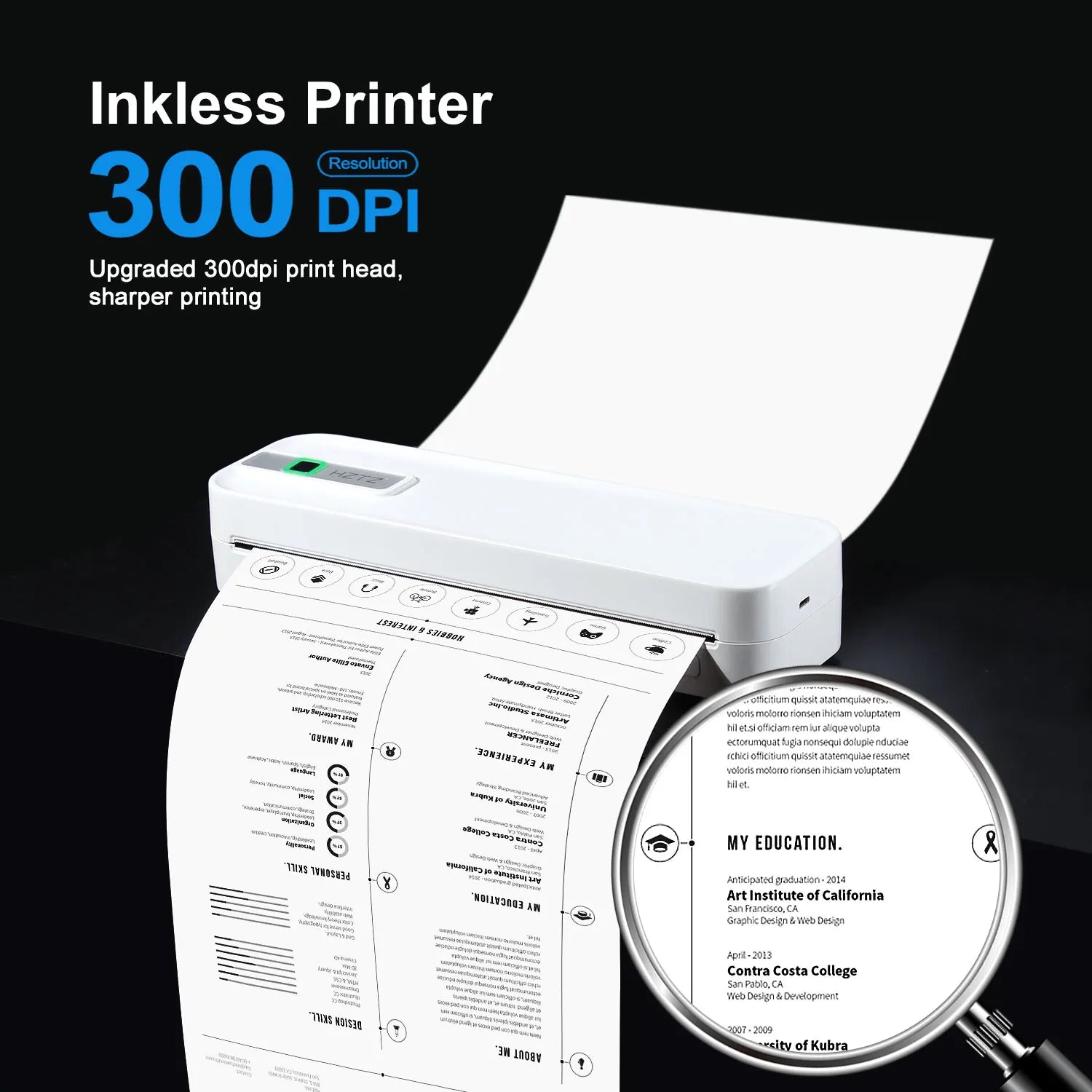 A4 Portable Wireless Inkless Thermal Printer - Bluetooth