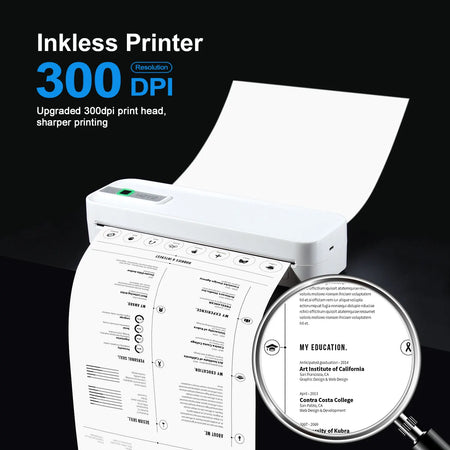 A4 Portable Wireless Inkless Thermal Printer - Bluetooth