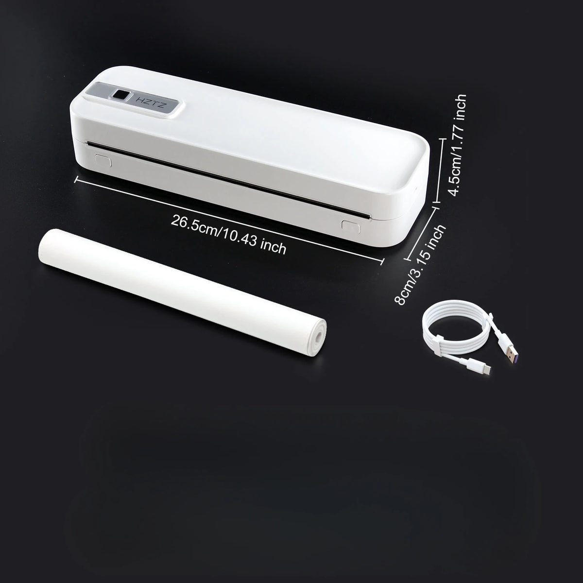 A4 Portable Wireless Inkless Thermal Printer - Bluetooth A4RJ 1 rolls paper