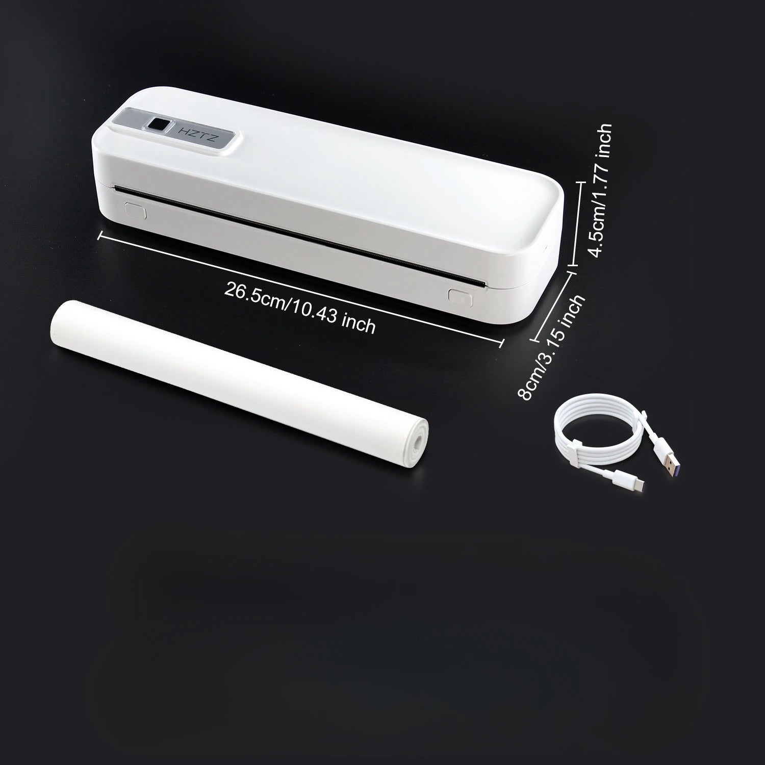 A4 Portable Wireless Inkless Thermal Printer - Bluetooth A4RJ 1 rolls paper