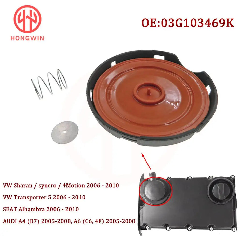 PCV Valve Cover Repair Kit With Membrane for VW Sharan Transporter 5, Audi A4/A6