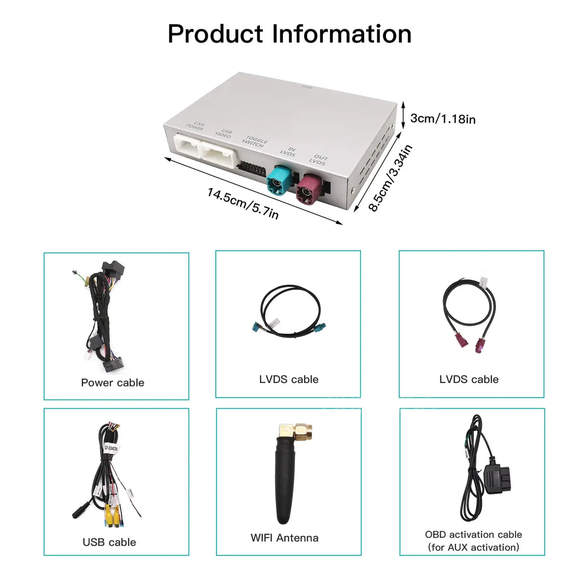Wireless carplay Android Auto conversion box for Volkswagen Touareg RNS850 Mirror Link, AirPlay Box Recoder Accessoires 8 inches by InterCyprus Trading Ltd