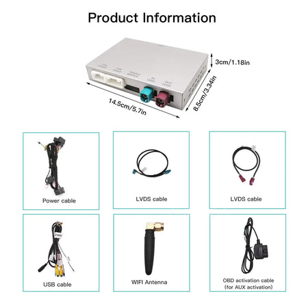 Wireless carplay Android Auto conversion box for Volkswagen Touareg RNS850 Mirror Link, AirPlay Box Recoder Accessoires 8 inches by InterCyprus Trading Ltd