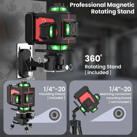 16 Lines 4D Laser Level Green Beam Self Leveling 360 Remote