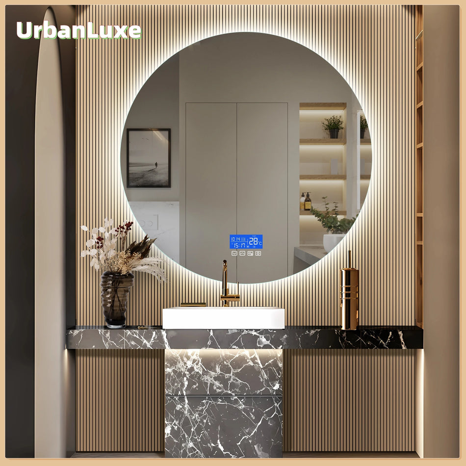 Espelho Redondo 100x100cm Display Temporário Brilho Ajustável