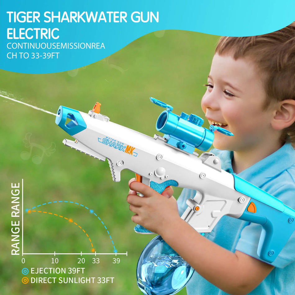 Pistola de Água Elétrica Auto-Primer - Longo Alcance 8-10m, 810ml