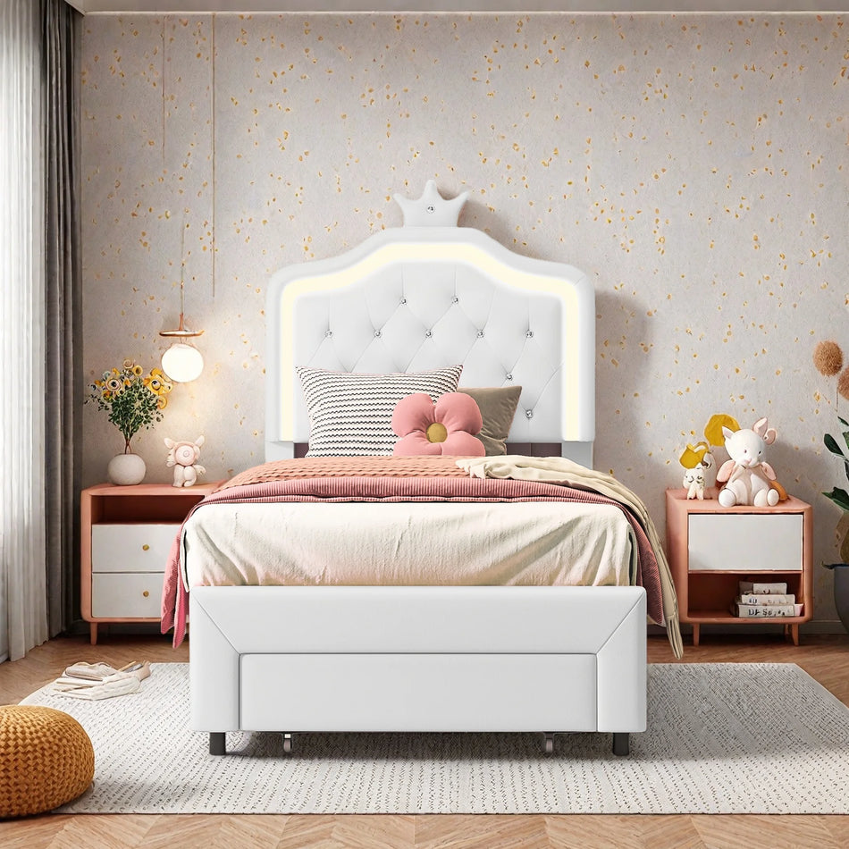 Urban Luxe 90x200 cm Single Bed With LED Bar And Drawers