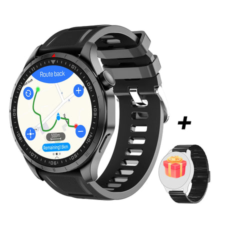 Military GPS Smartwatch &ndash; Offline Maps And Health Monitor Silicone Steel Black / GPS Sport Smartwatch