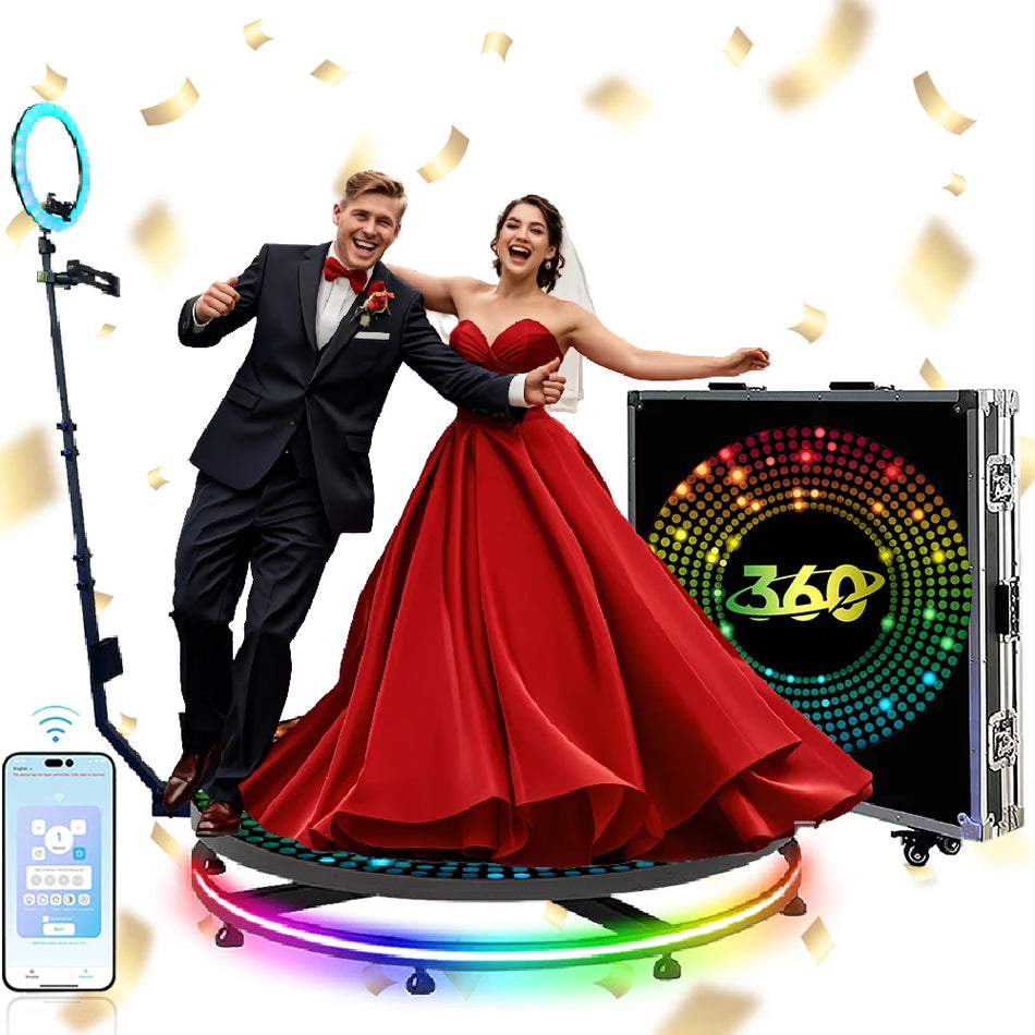 Cabine de Fotos 360 Com Luz de Anel RGB Logótipo Grátis 1 a 5 Pessoas