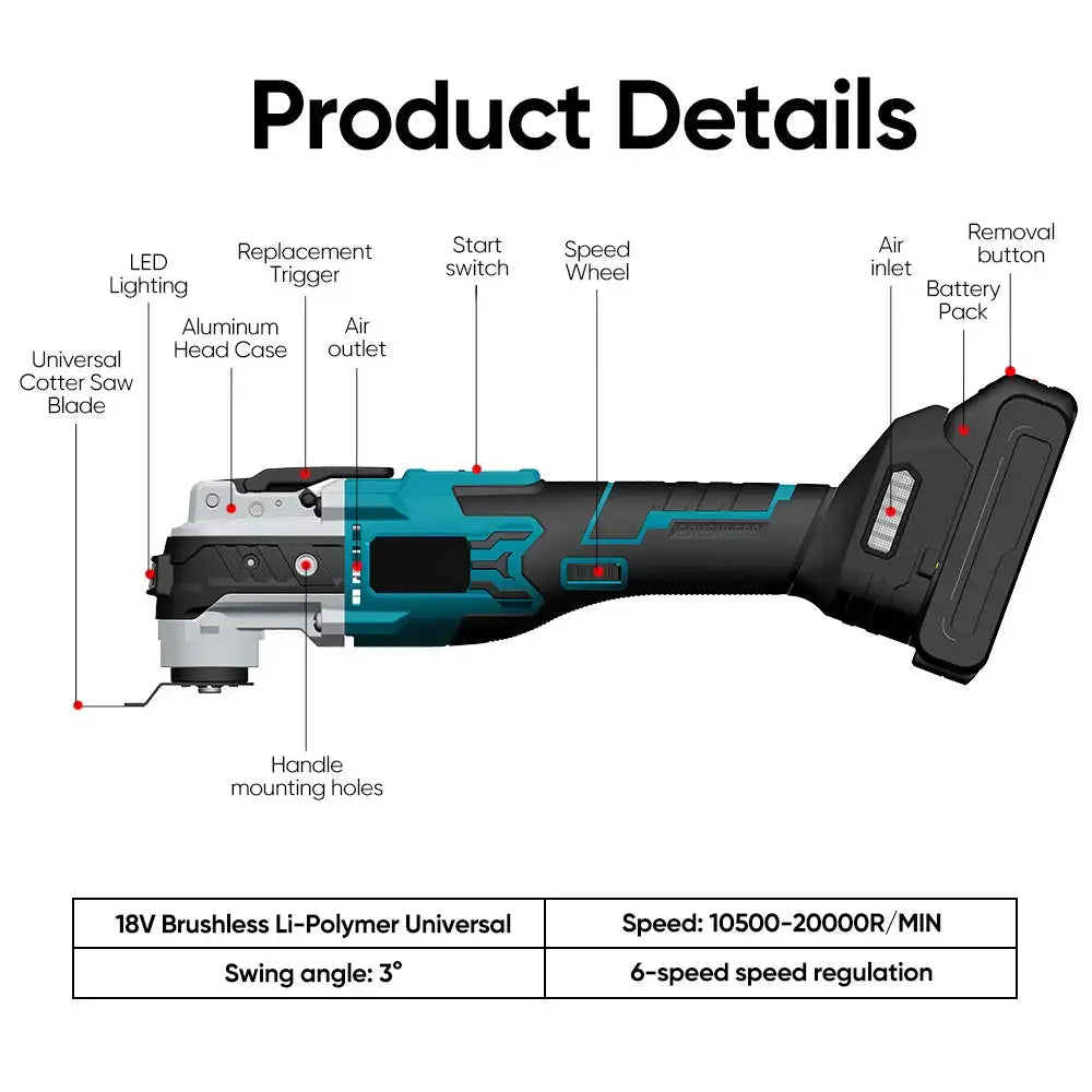 Brushless Oscillating Trimmer Saw 6 Speed For Makita 18V