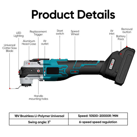 Brushless Oscillating Trimmer Saw 6 Speed For Makita 18V