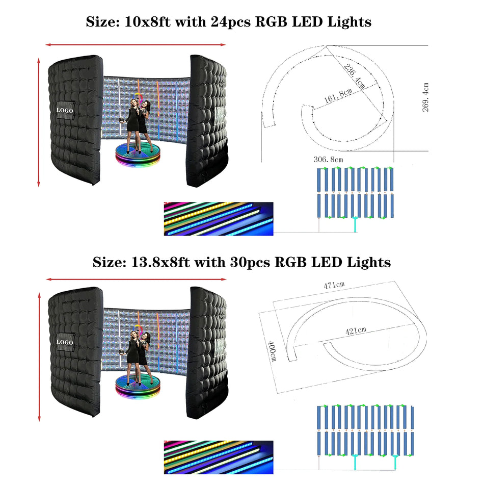 Ilmatäytteinen valokuvateltta 360-sulku häihin
