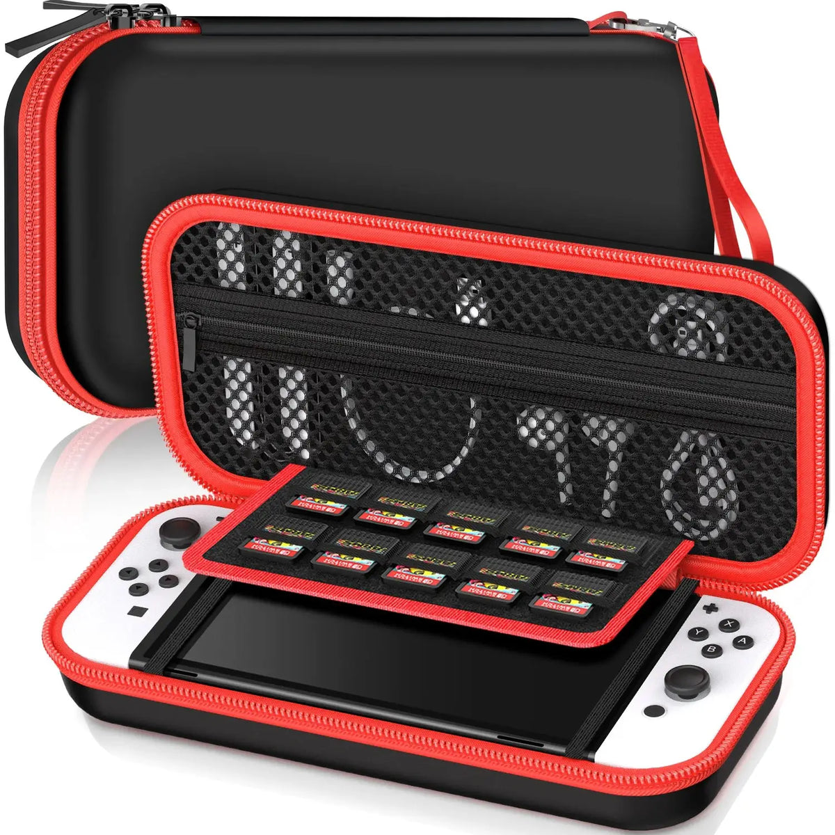 BEBONCOOL FOR Switch Accessories Storage Bag compatible for Switch Oled Case and Switch Carrying Case Black and Red by InterCyprus Trading Ltd