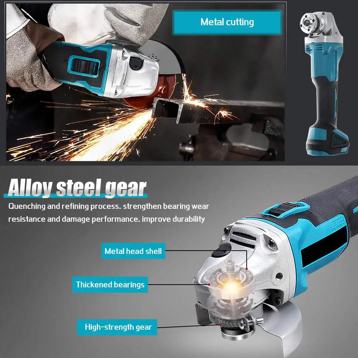 125mm Brushless Cordless Angle Grinder 4 Speed Woodworking