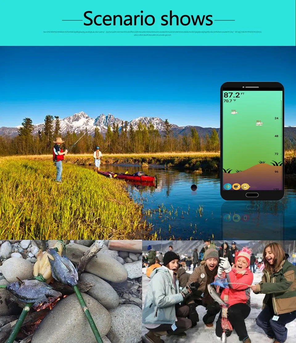 PuPoPan Wireless Bluetooth Smart Sonar Fish Finder - Portable Outdoor Fishing Gear for IOS &amp; Android