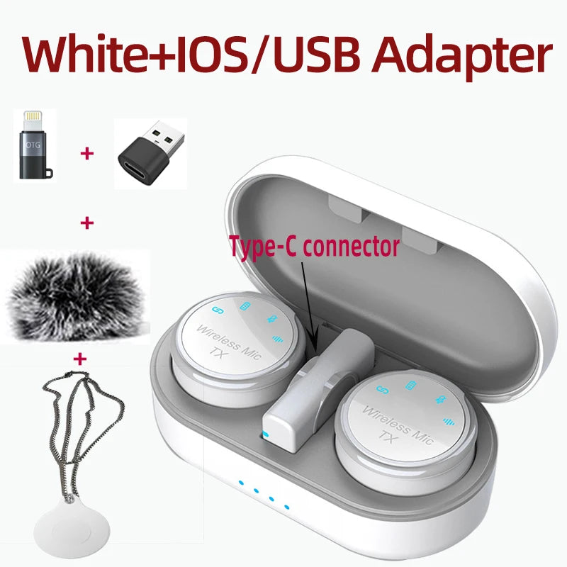 New Magnetic Wireless Lavalier Microphone &ndash; Noise Canceling Type-C IOS USB-White