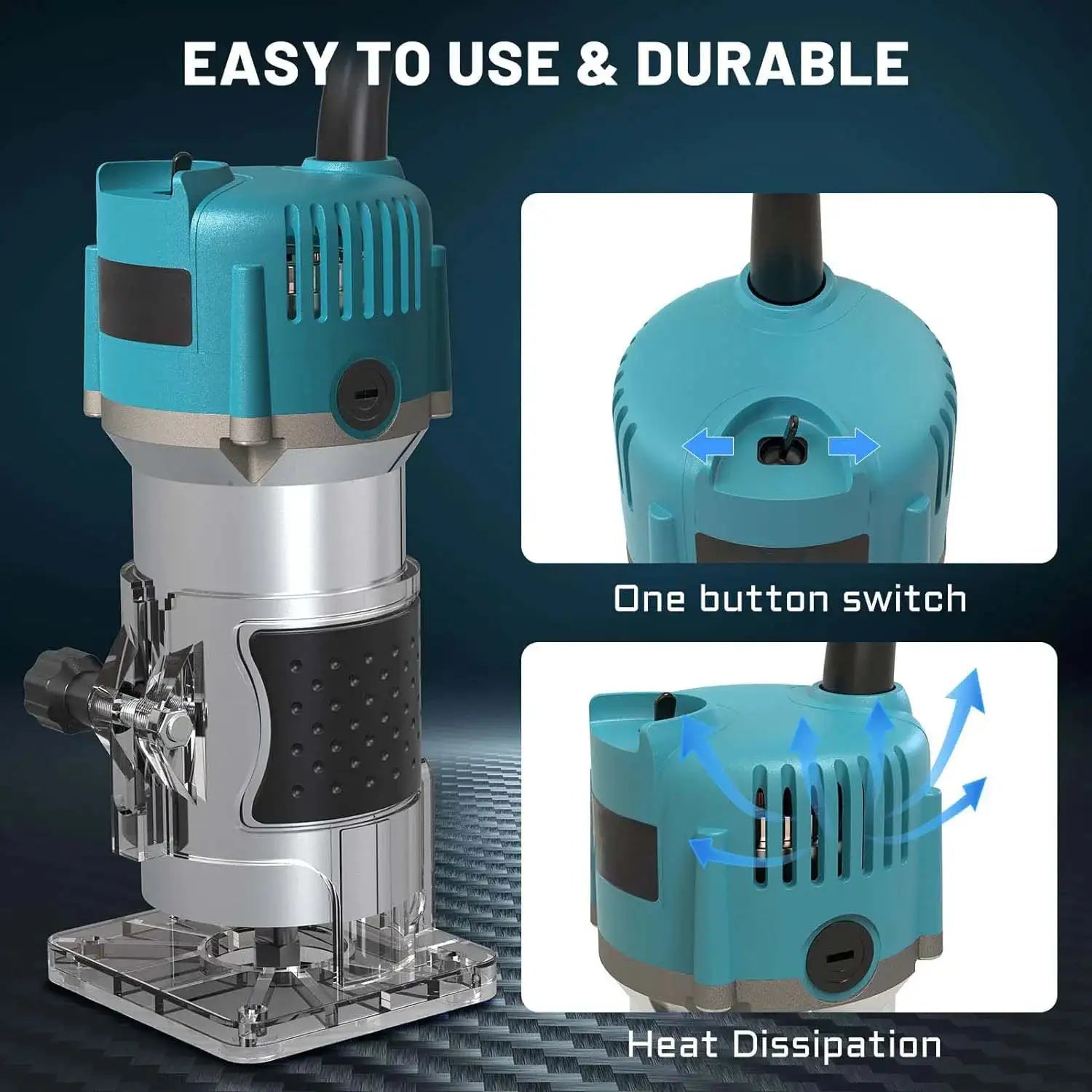 800W 30000RPM Wood Milling Router Bit Set One Quarter Inch