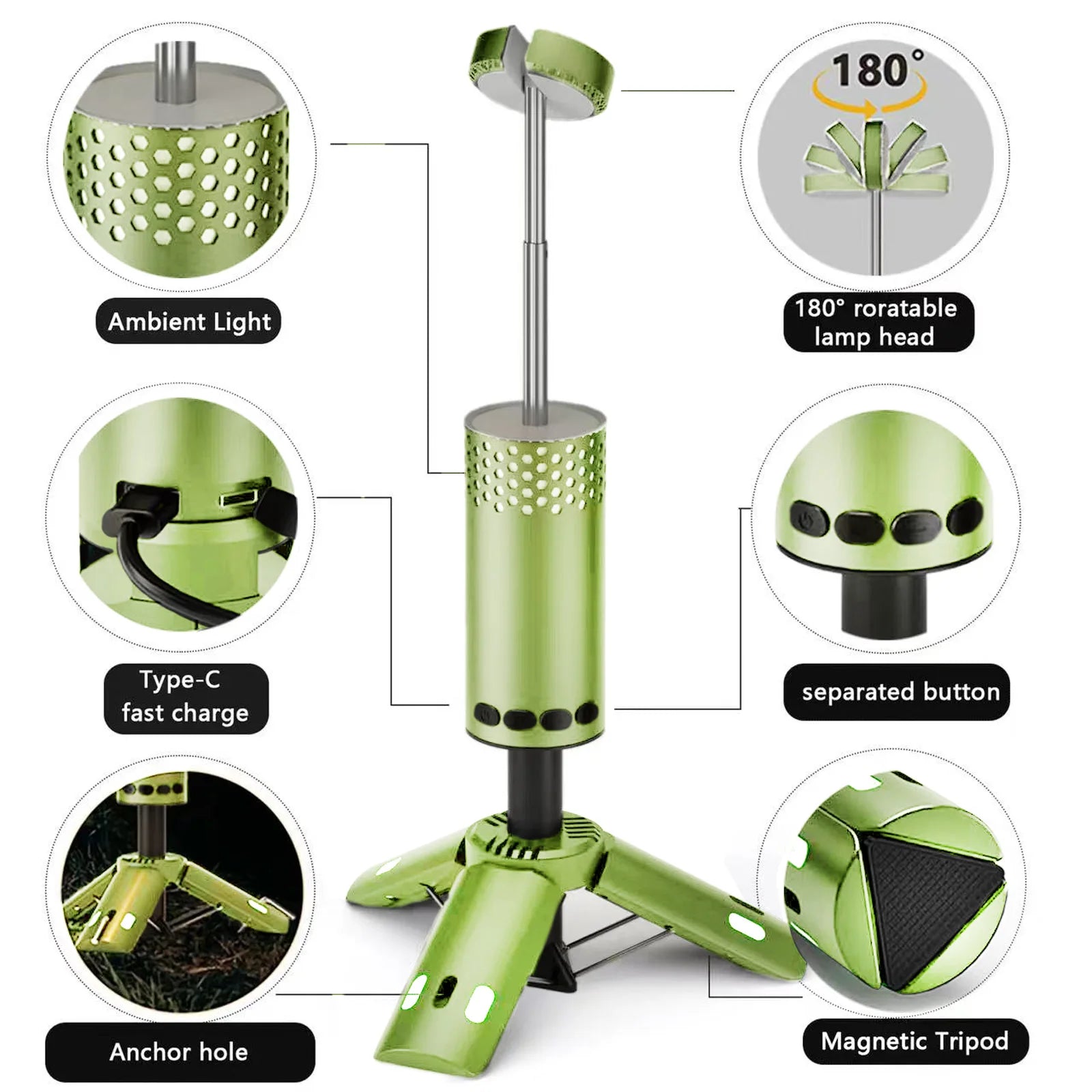 Telescopic Rechargeable LED Camping Lantern with Magnetic Base