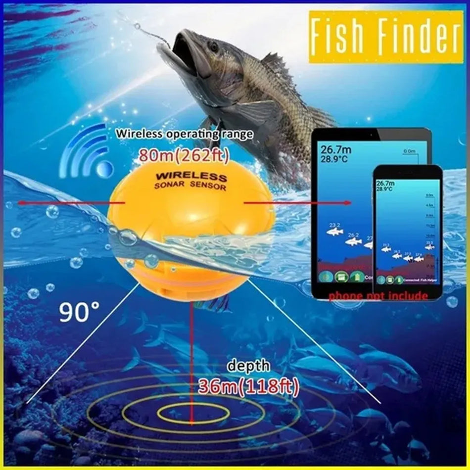 PuPoPan Wireless Bluetooth Smart Sonar Fish Finder - Portable Outdoor Fishing Gear for IOS &amp; Android