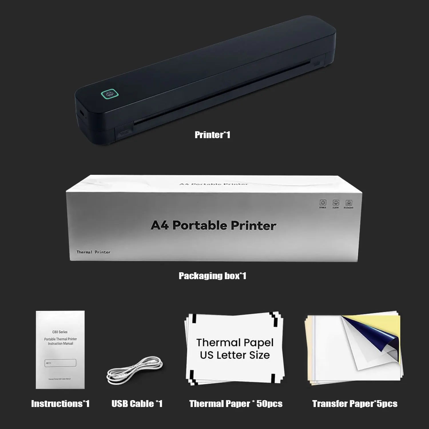 Wireless Portable 8-Inch Tattoo Printer &ndash; Bluetooth Enabled A80S 55Paper