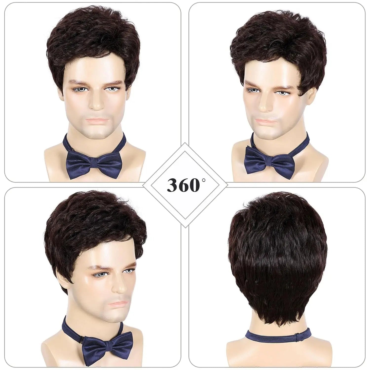 Short Silver Gray Synthetic Wig for Men - Heat Resistant Cosplay and Daily Use