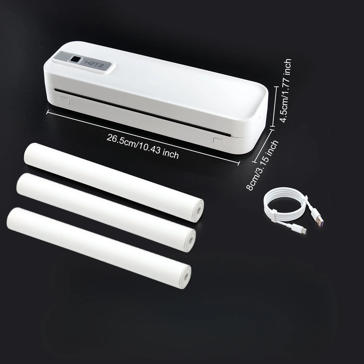 A4 Portable Wireless Inkless Thermal Printer - Bluetooth A4RJ 3 rolls paper