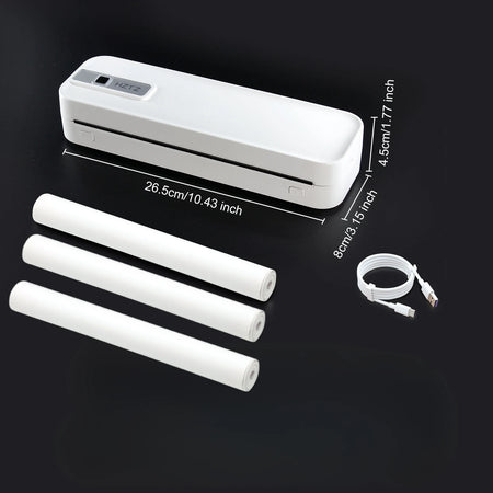 A4 Portable Wireless Inkless Thermal Printer - Bluetooth A4RJ 3 rolls paper