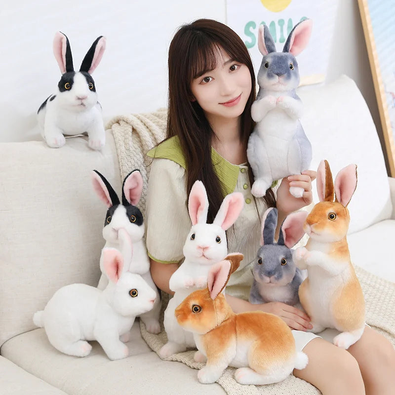 Realistic Rabbit Plush Doll - Cute Furry Bunny Toy for Home Decoration