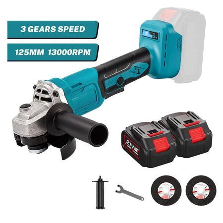 1000W Brushless 125mm Angle Grinder 3 Speeds For Makita 18V With 2XBattery / Poland