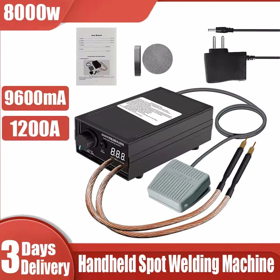 Soldador de punto portátil DIY de 8000W 0-1200A 0.1mm – Pulso