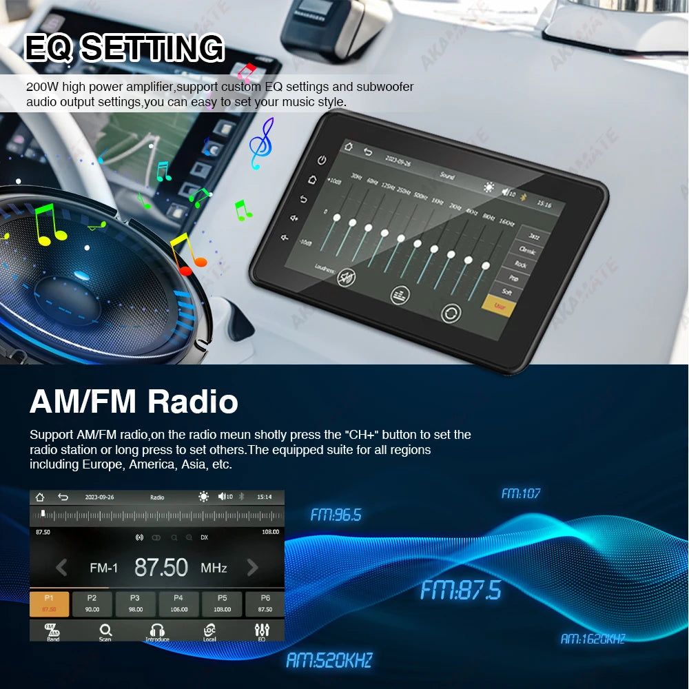 AKAMATE MS-80RV &ndash; 8 Inch Waterproof CarPlay Android Auto