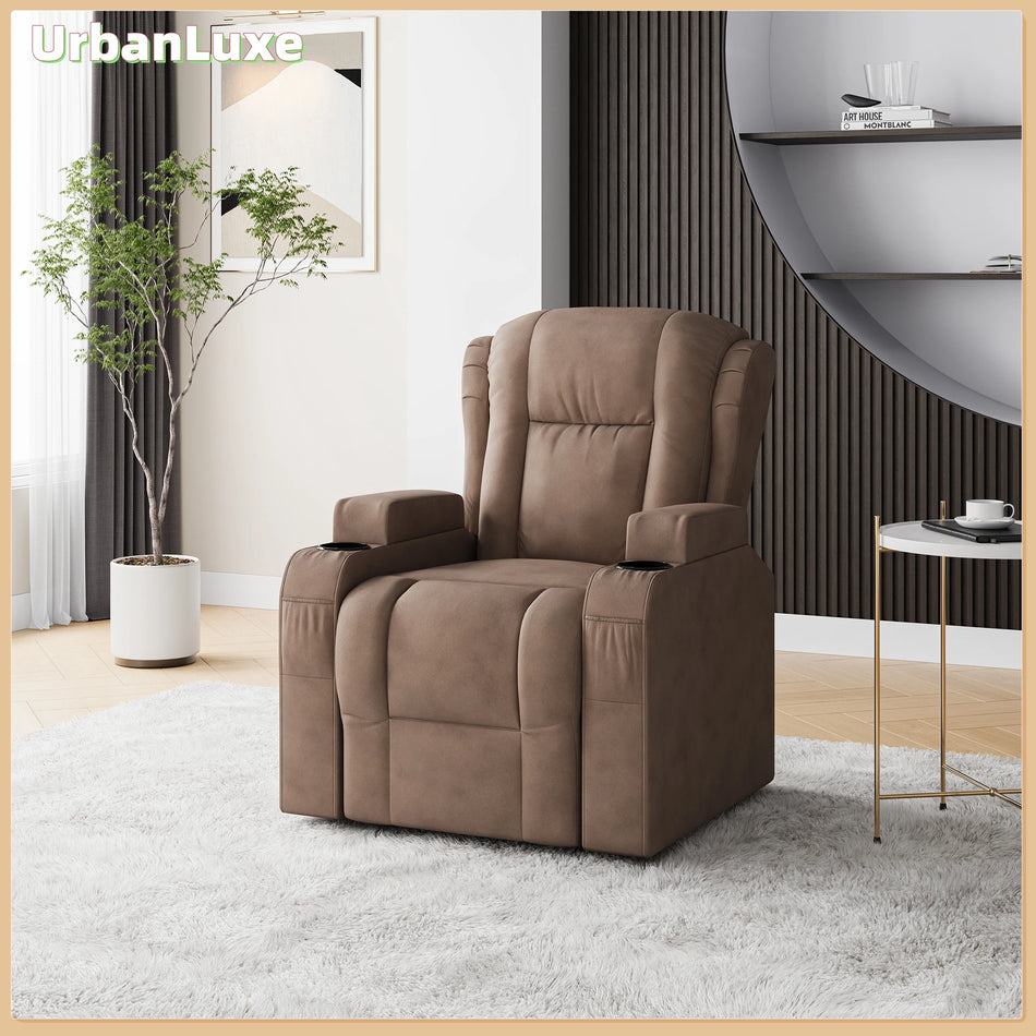 Miejski Luksus Fotel 8 Punktowy Masaż Ogrzewanie USB Brązowy