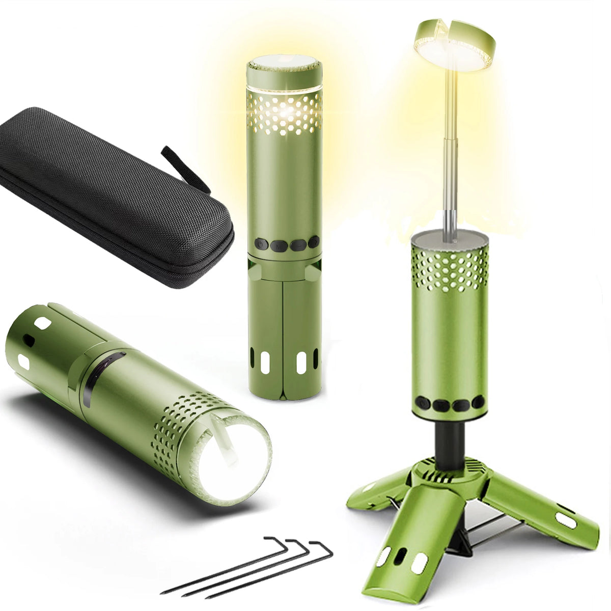 Telescopic Rechargeable LED Camping Lantern with Magnetic Base 800lm limited color / Army Green / CHINA