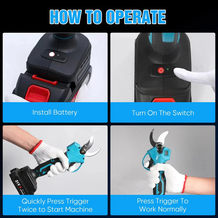 Brushless 40mm Electric Pruner 800W Rechargeable Makita 18V