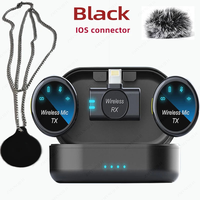 New Magnetic Wireless Lavalier Microphone &ndash; Noise Canceling IOS-Black