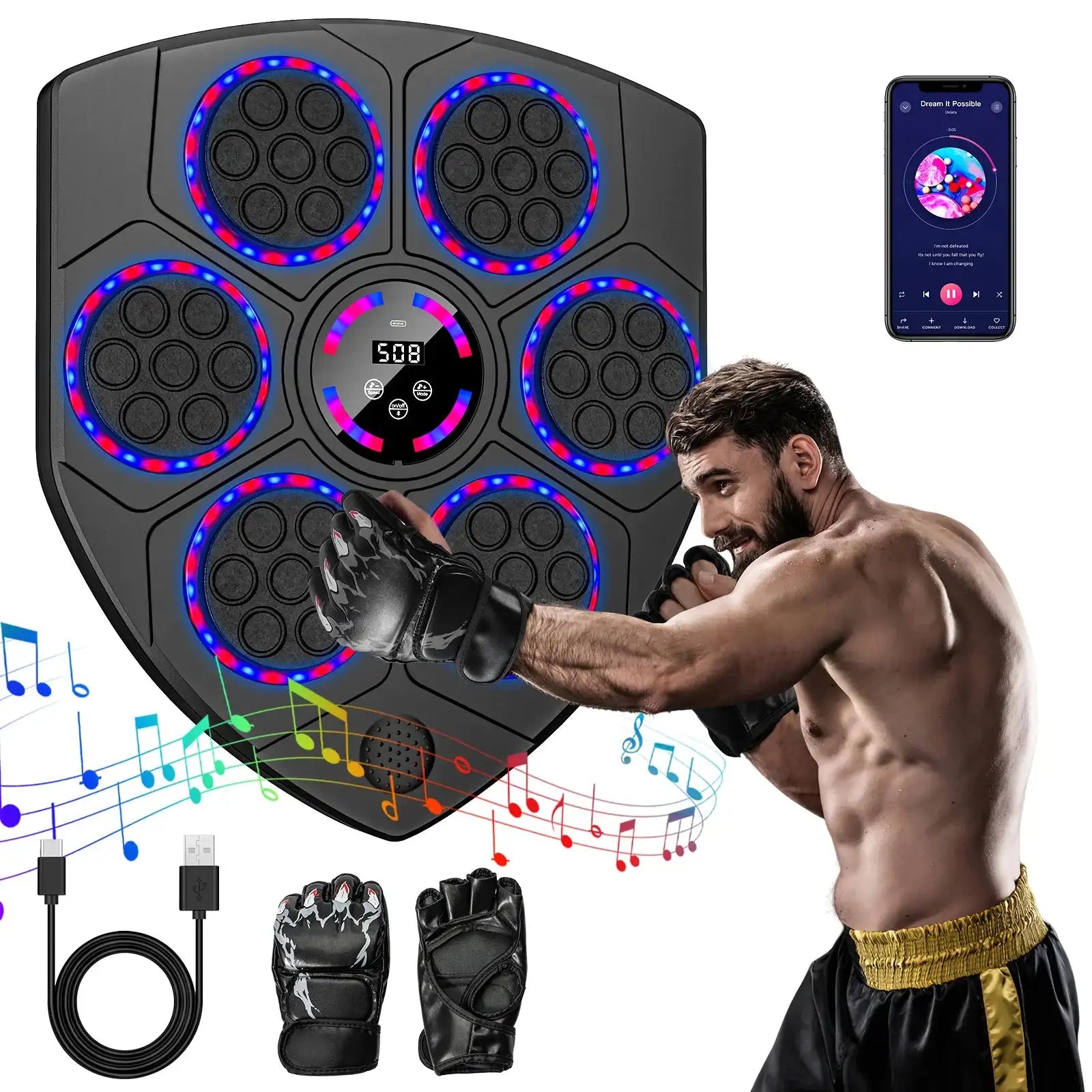 New Smart Music Boxing Machine &ndash; Interactive Boxing Trainer Adult-Child gloves / spain