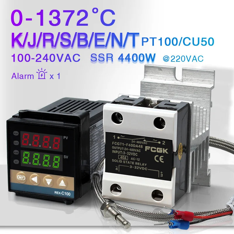 REX-C100 PID Temperaturcontroller 220V SSR Udgange K Type