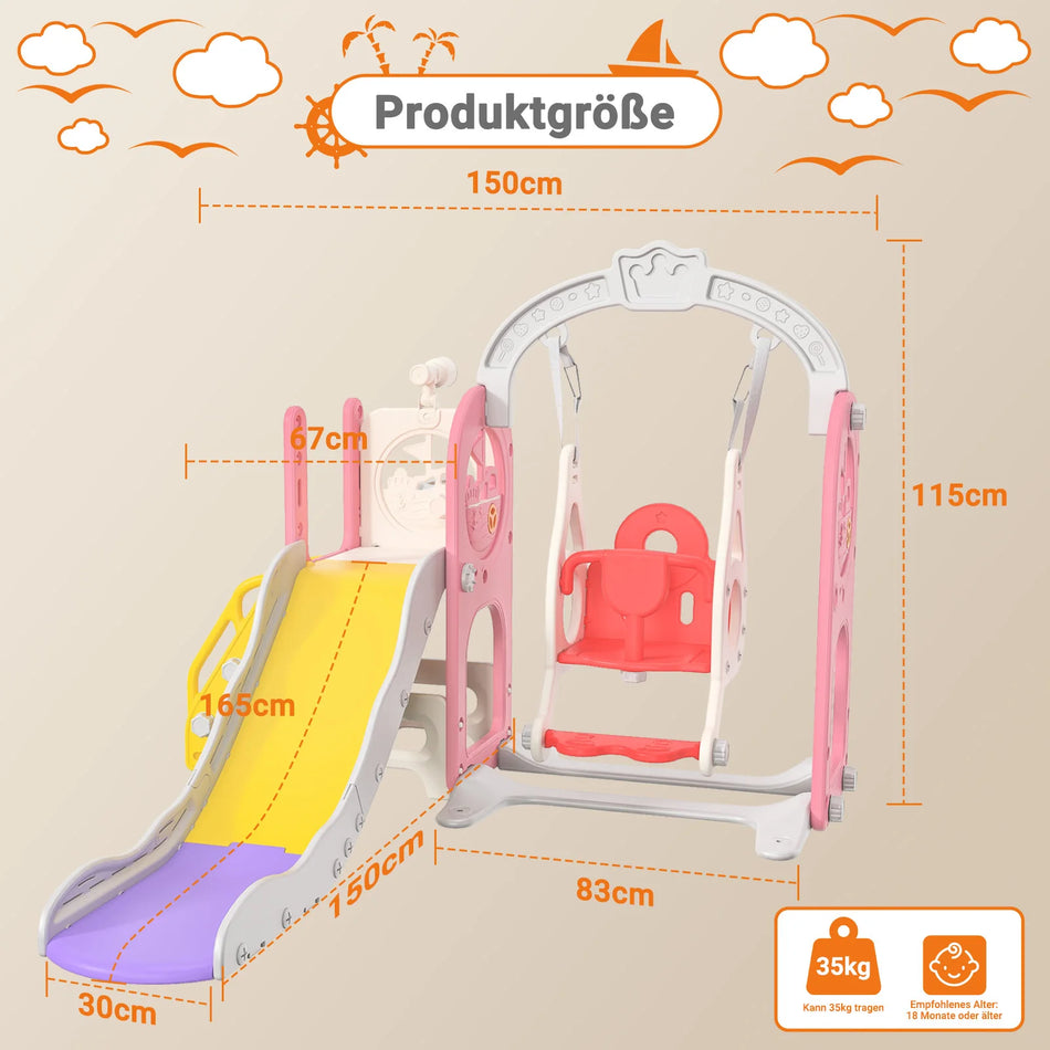 Urban Luxe Pink Kids Play Set With Slide Staircase
