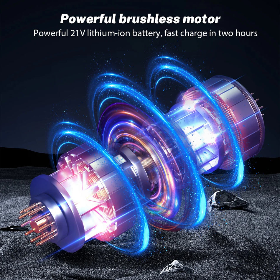 Didelis sukimo momentas bevielis bešepetėlinis gręžtuvas 2 greičių metalinis chuck 18V