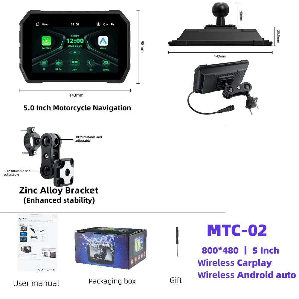 EVKEY 5.0inch Tools Navigation &ndash; Wireless CarPlay and Android Auto Support MTC-02