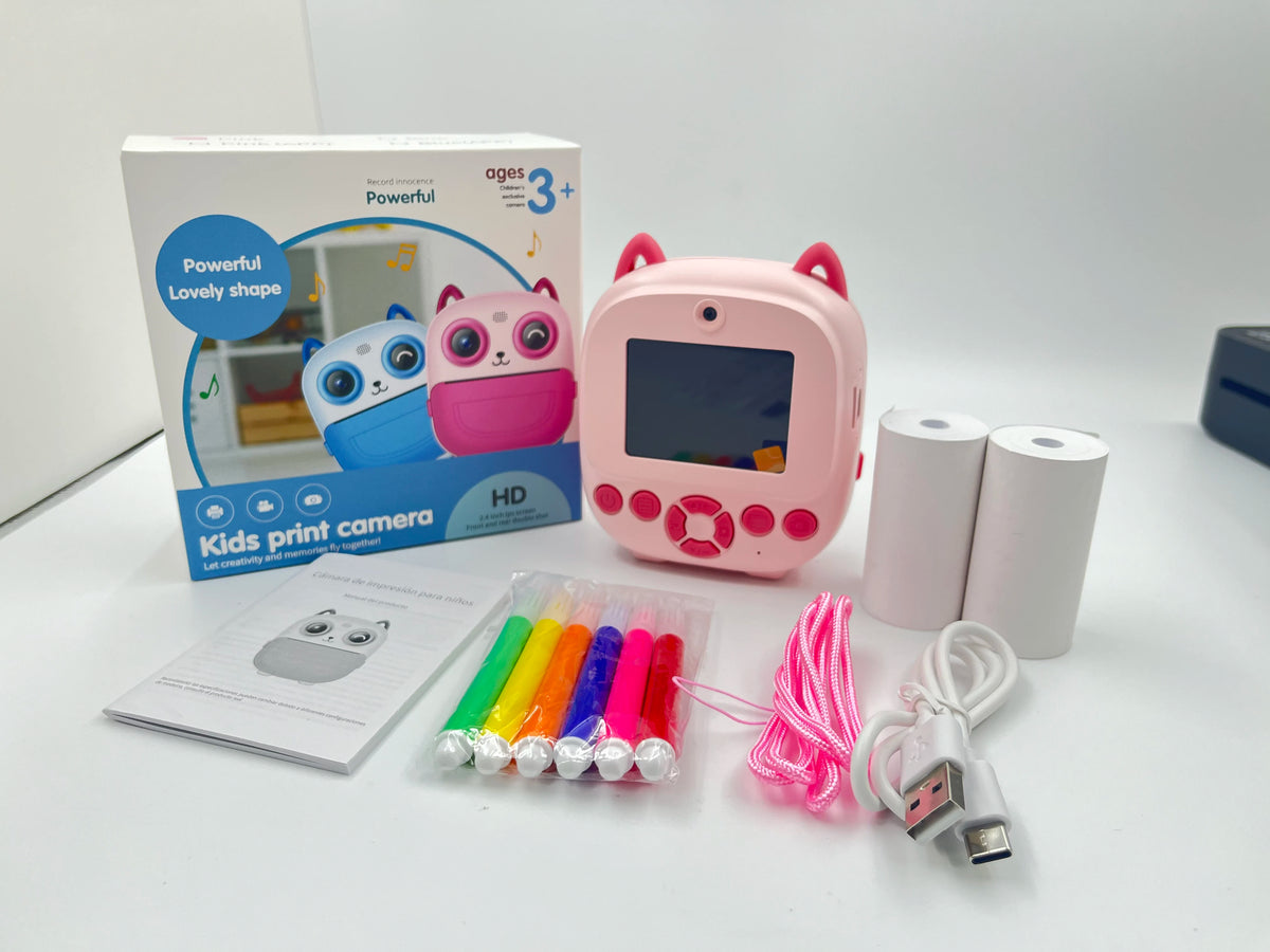 Instant Print Camera With Video Recording - 2.8in Screen pink2paper