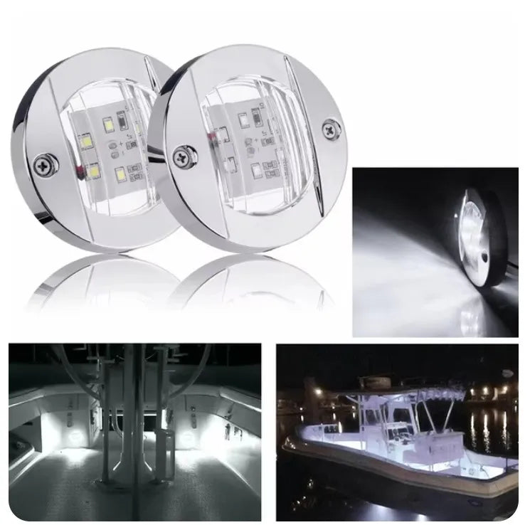 Waterproof Marine LED Deck Lights - Blue &amp; White | 1-4pcs 2PCS White