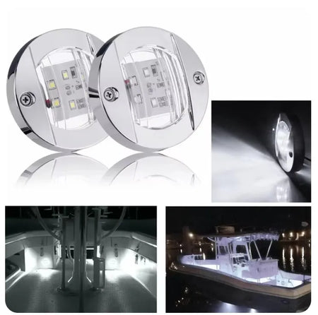 Waterproof Marine LED Deck Lights - Blue &amp; White | 1-4pcs 2PCS White